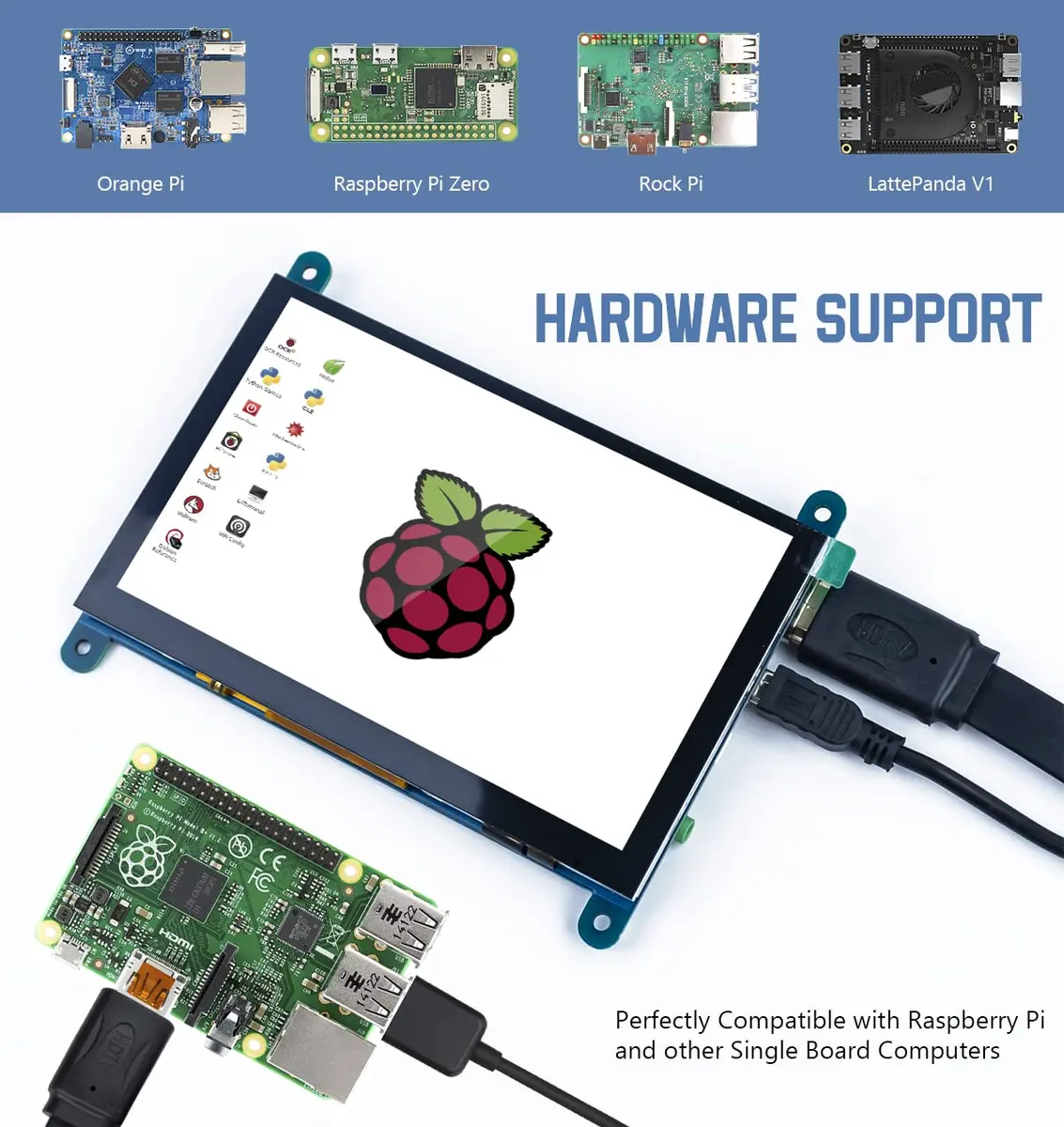 Hosyond 5 Inch IPS LCD Touch Screen Monitor 800x480 | Plug-and-Play Sub-Display - view 5
