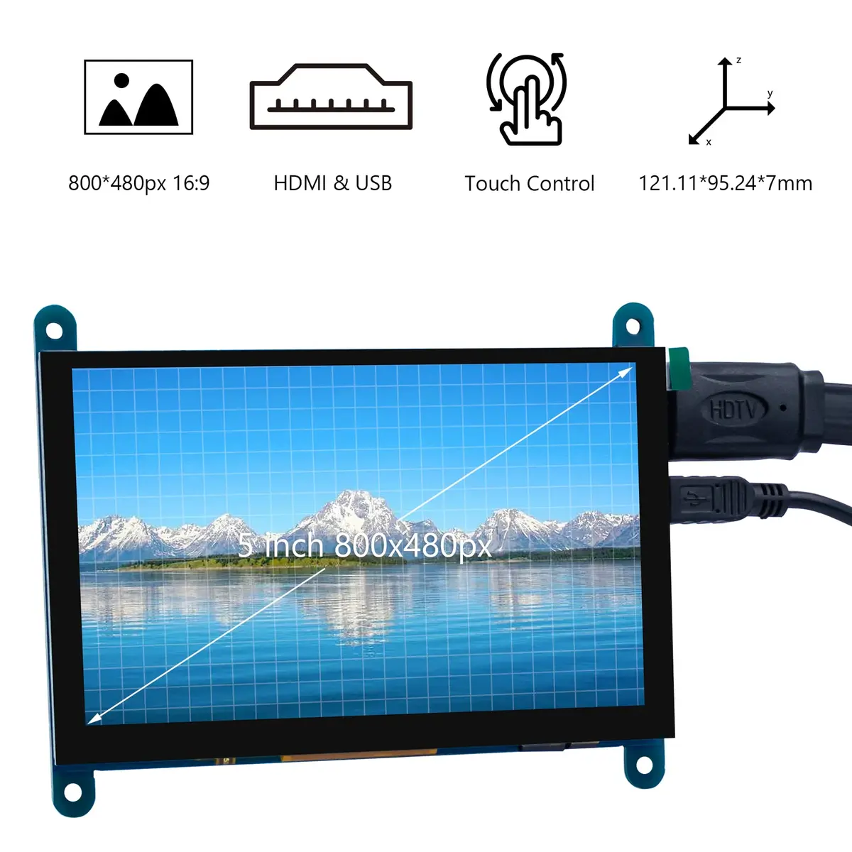 Hosyond 5 Inch IPS LCD Touch Screen Monitor 800x480 | Plug-and-Play Sub-Display - view 2