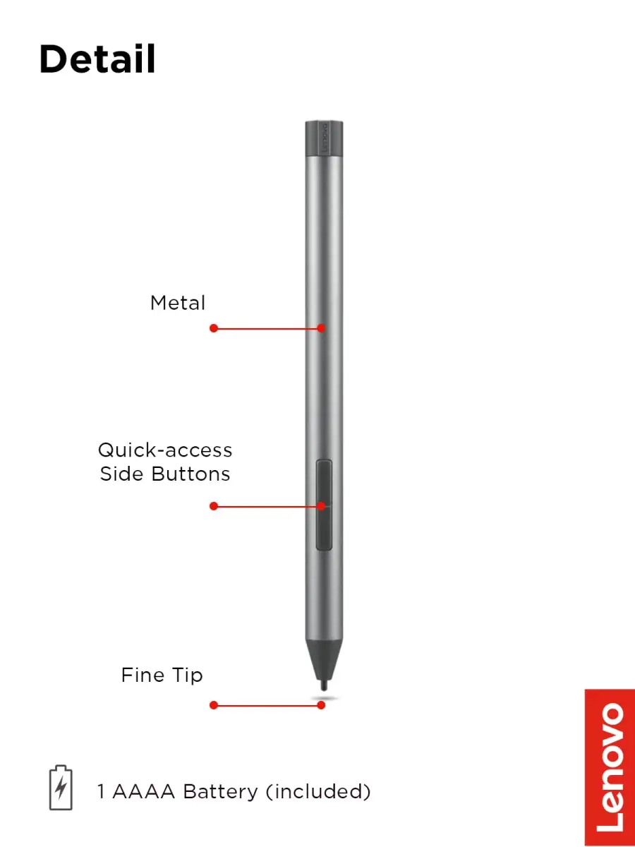 Lenovo Digital Pen 2 Active Stylus 17.3g (0.61 oz) | 4096 Pressure Levels for Natural Writing - view 6