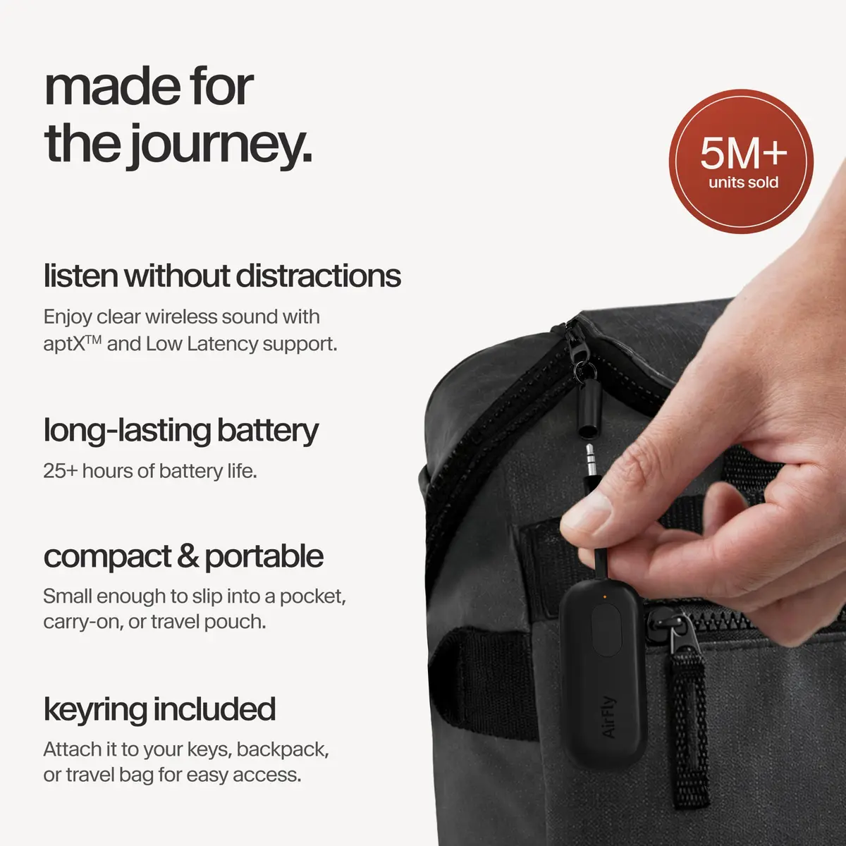 Twelve South AirFly Pro Bluetooth Wireless Audio Transmitter Black | Long-Range, 25+ Hr Battery, Industry-Leading Bluetooth (70-120c) - view 5