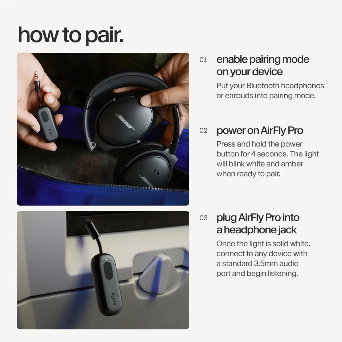 Twelve South AirFly Pro Bluetooth Wireless Audio Transmitter Black | Long-Range, 25+ Hr Battery, Industry-Leading Bluetooth (70-120c) - view 7
