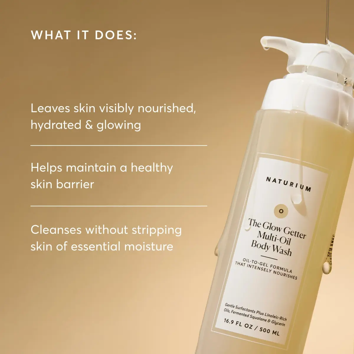 Naturium The Glow Getter Multi-Oil Body Wash 499ml (16.9 Fl Oz) | Hydrates & Nourishes Skin - view 3
