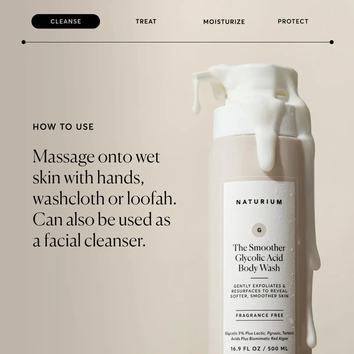 Naturium The Smoother Glycolic Acid Body Wash 500ml (16.9 fl oz) | Exfoliates Rough & Bumpy Texture - view 5
