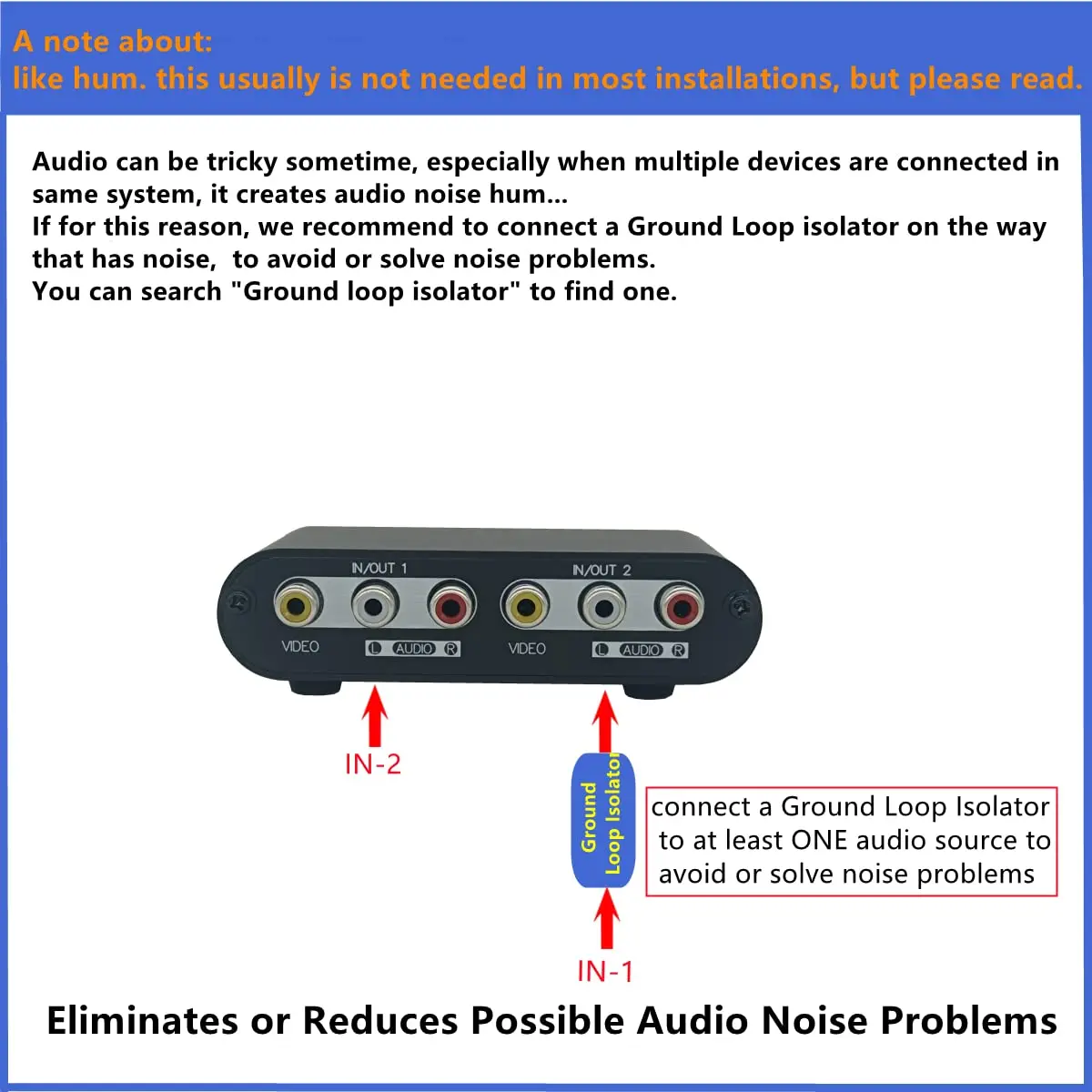 TENEALAY 2-Way AV Switch RCA Switcher 2 in 1 Out | Composite Video & Stereo Audio Selector Box - view 6