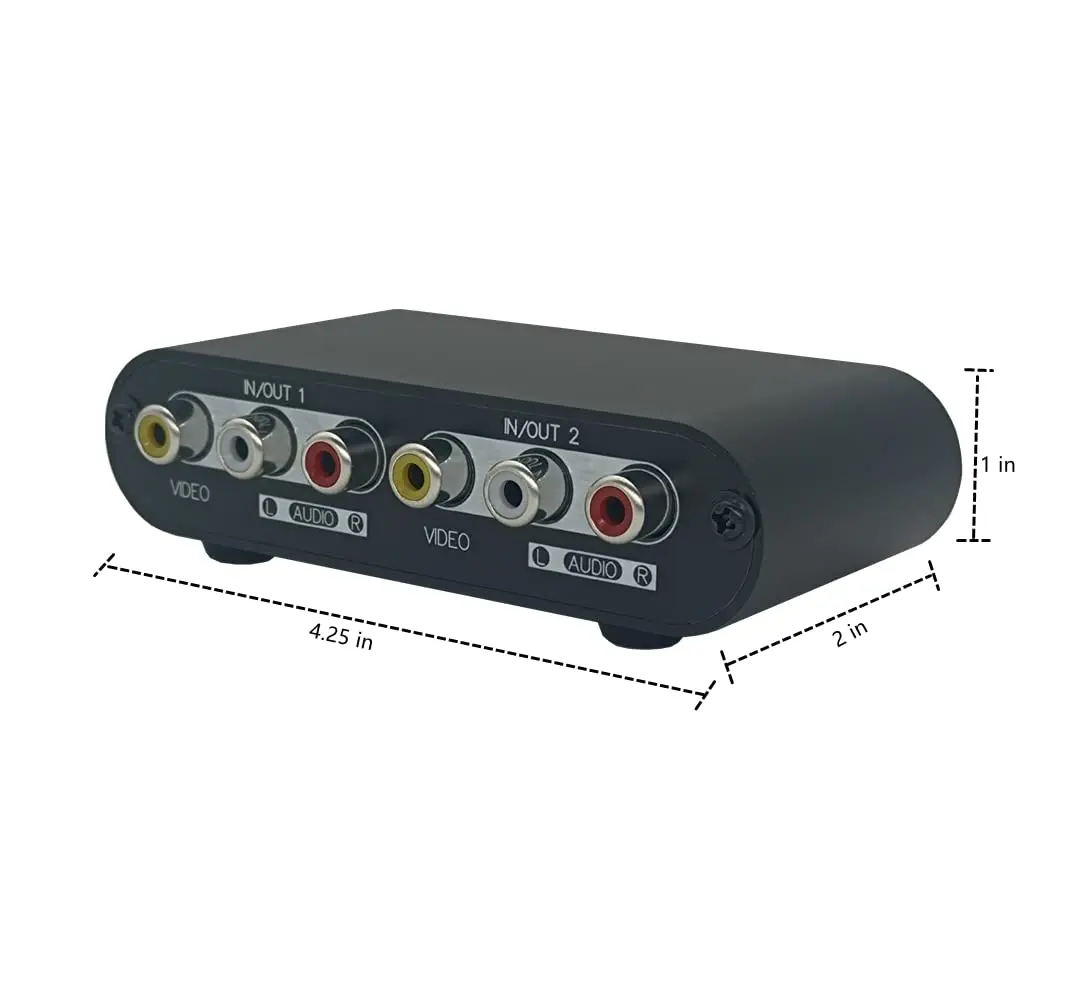 TENEALAY 2-Way AV Switch RCA Switcher 2 in 1 Out | Composite Video & Stereo Audio Selector Box - view 4