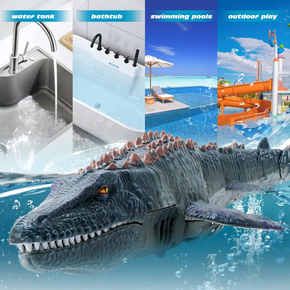 fromeasy RC Dinosaur Toys for Kids 3-7 | Mosasaurus Diving RC Boat with Light & Spray Water - view 7