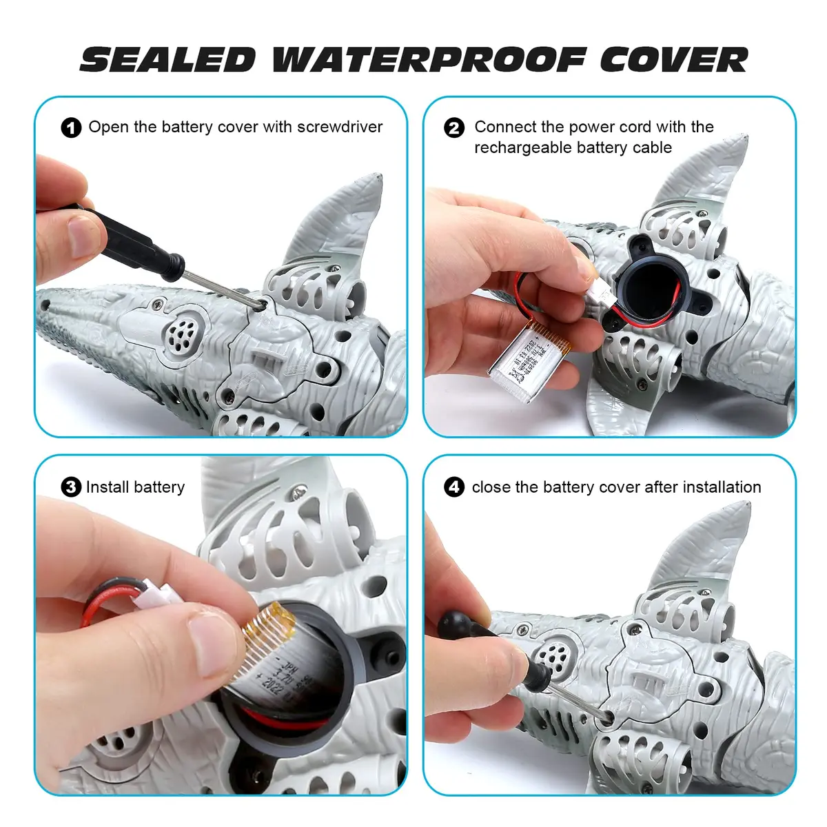 fromeasy RC Dinosaur Toys for Kids 3-7 | Mosasaurus Diving RC Boat with Light & Spray Water - view 3