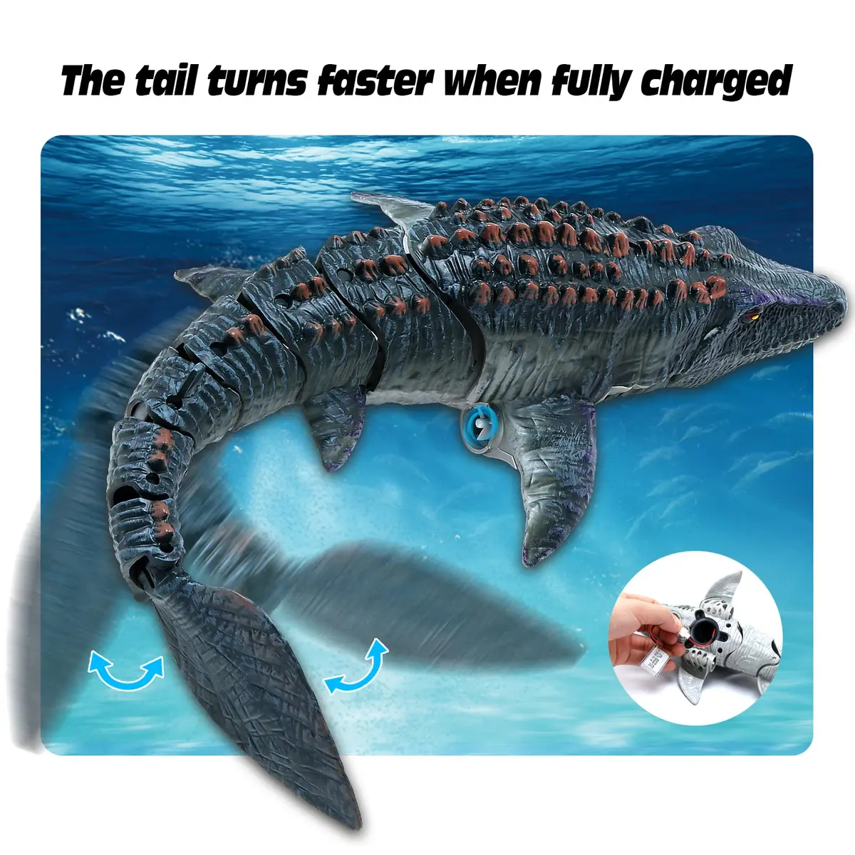 fromeasy RC Dinosaur Toys for Kids 3-7 | Mosasaurus Diving RC Boat with Light & Spray Water - view 4