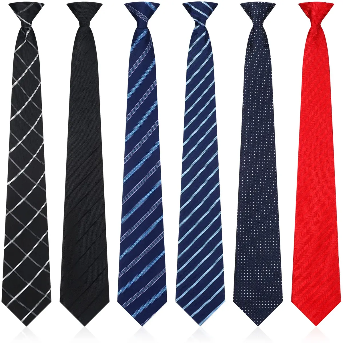 Janmercy 6 Pcs Clip on Tie for Men Necktie | Bright Style, Pretty Color, 51cm - main product image