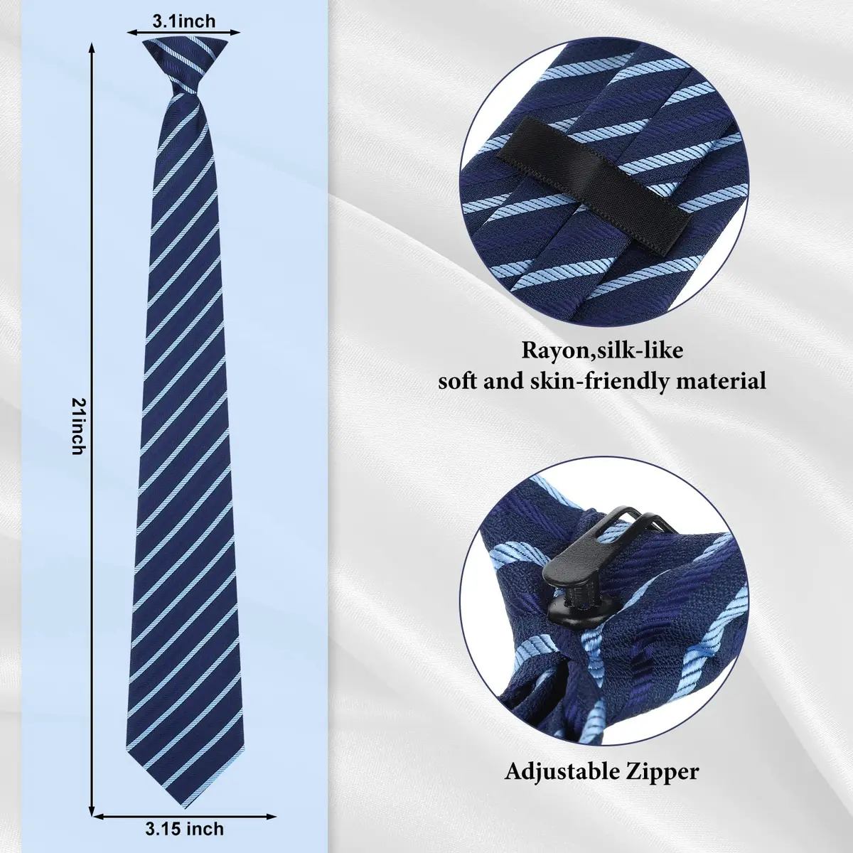 Janmercy 6 Pcs Clip on Tie for Men Necktie | Bright Style, Pretty Color, 51cm - view 2