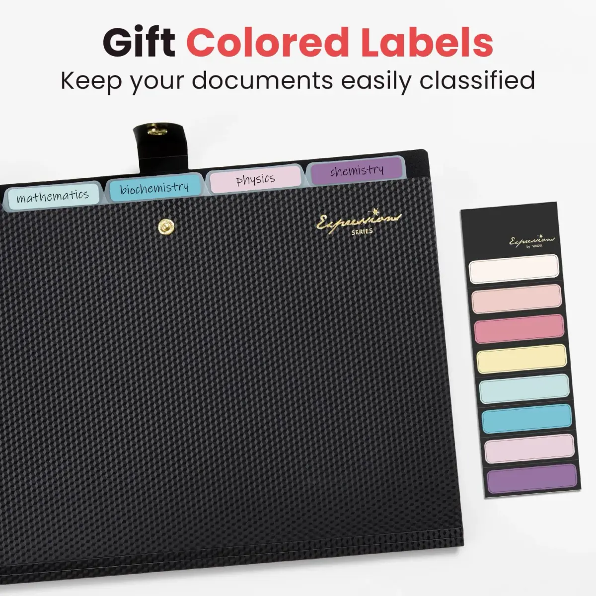 Sooez Grey Accordion File Organizer with 5 Pockets & Labels | Durable Document Holder for Office & School - view 5