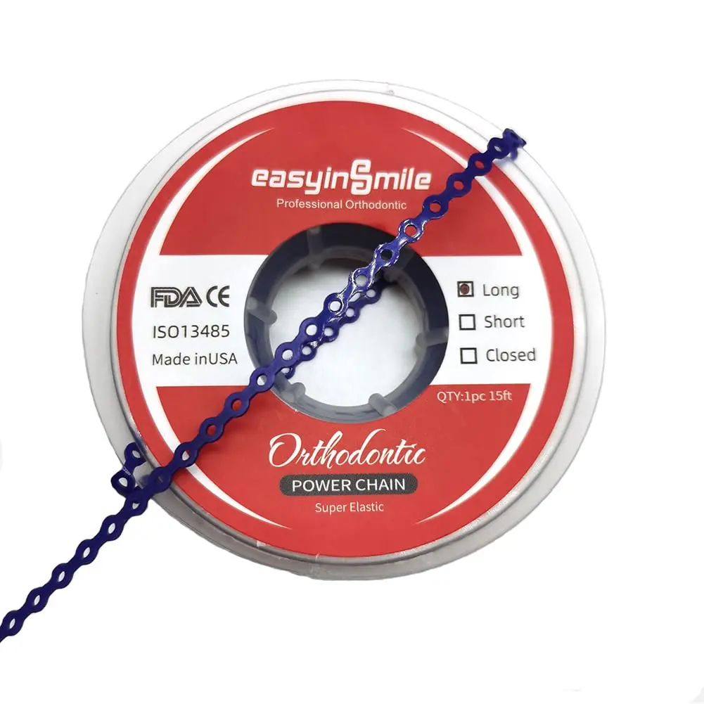 SNAWOP Dental Orthodontic Power Chain Long | Elastic Rubber Bands for Braces (15ft, Purple) - main product image