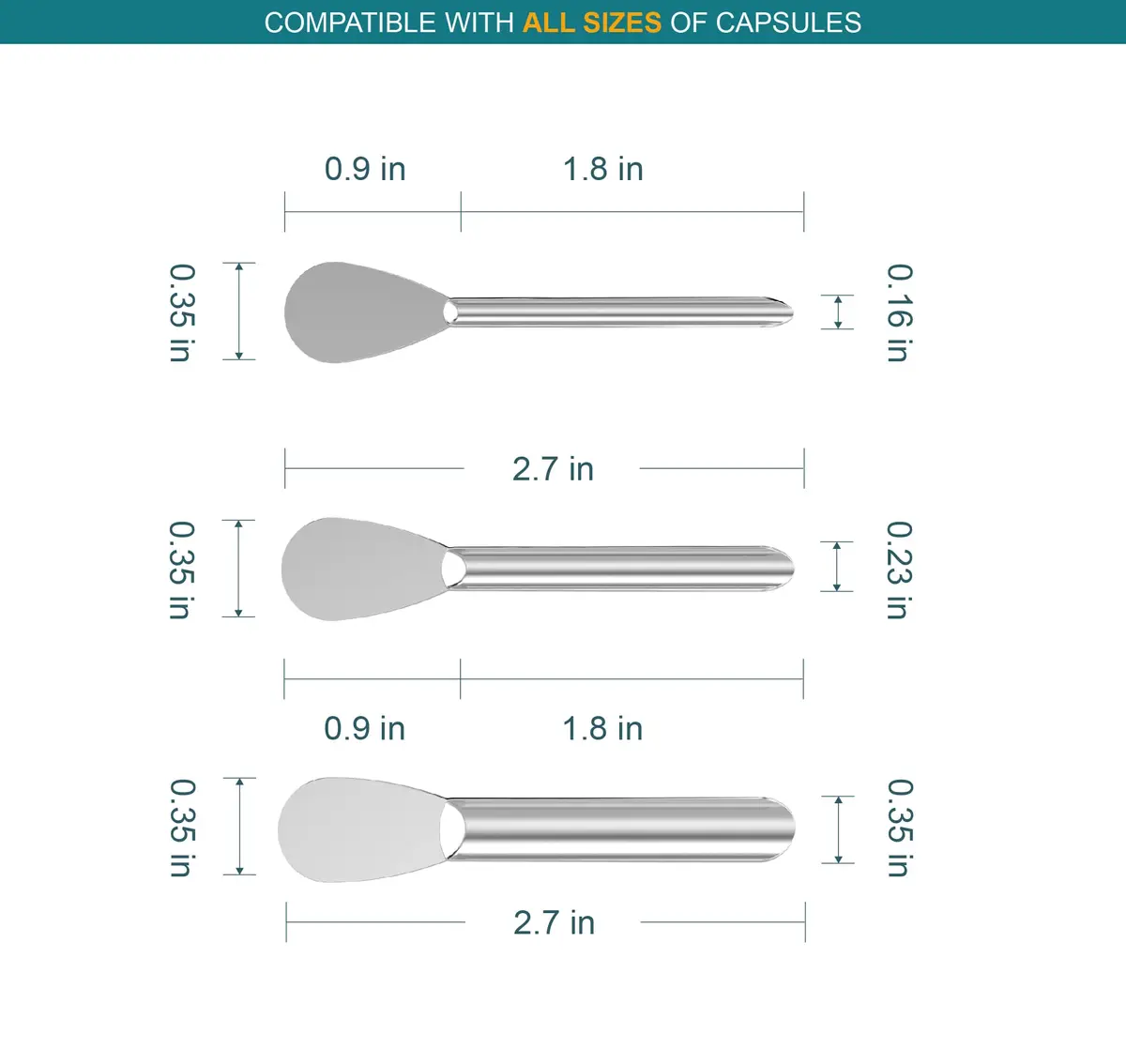 Foosi Capsule Filling Machine Spoons for All Sizes #000-5 | Micro Lab Powder Filler Tool - view 6