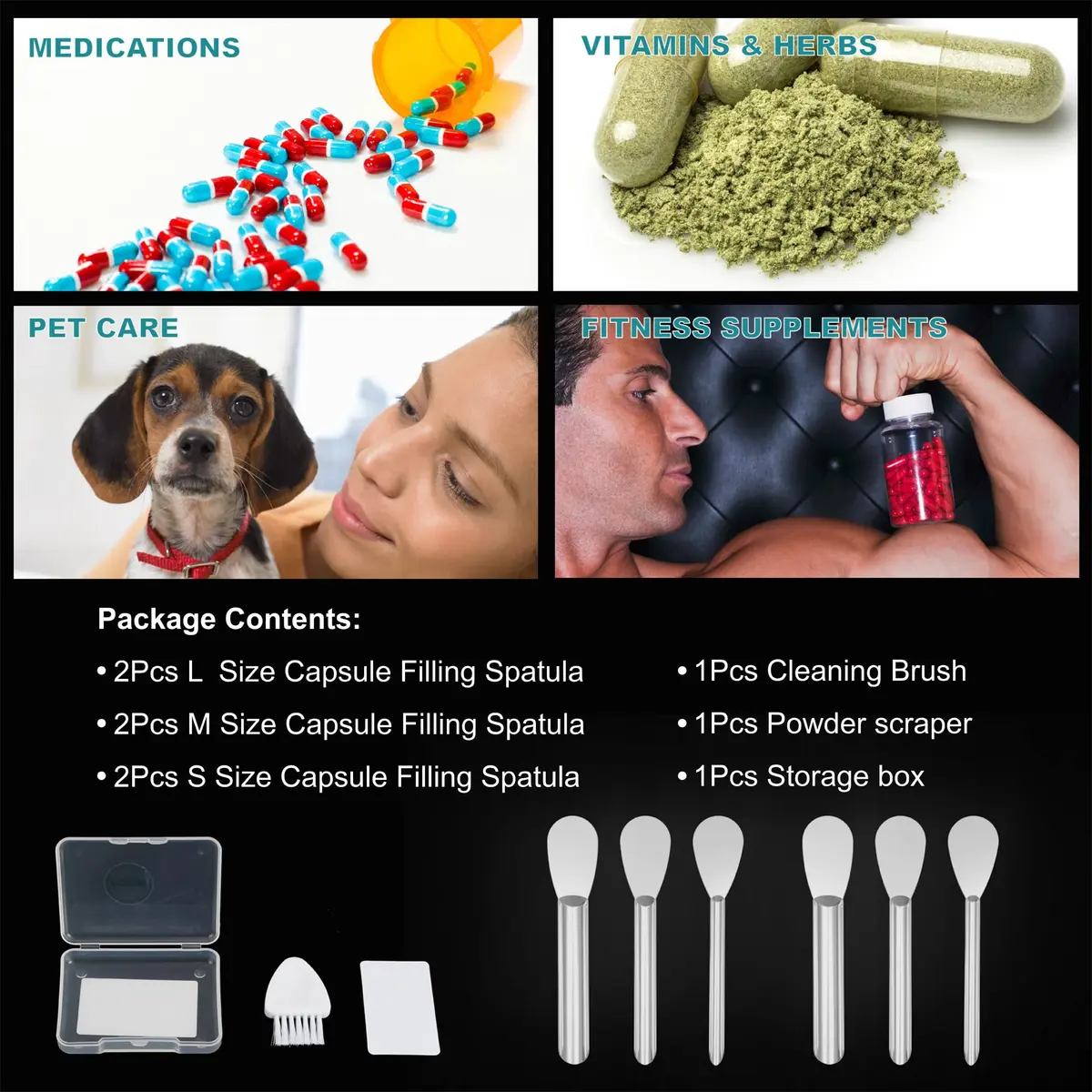Foosi Capsule Filling Machine Spoons for All Sizes #000-5 | Micro Lab Powder Filler Tool - view 7