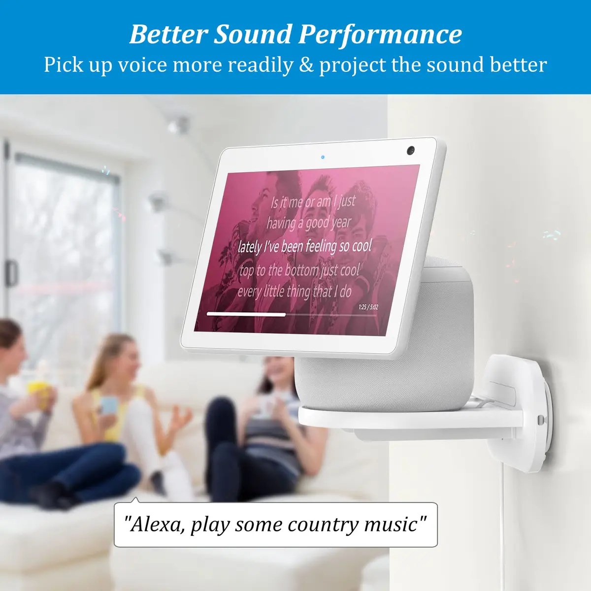 PlusAcc White Echo Show 10 3rd Gen Wall Mount Stand | Space Saving Alexa Accessories Bracket Shelf Holder (17.4cm x 21.9cm x 4.1cm) - view 4