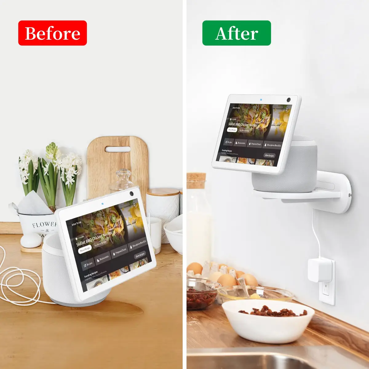 PlusAcc White Echo Show 10 3rd Gen Wall Mount Stand | Space Saving Alexa Accessories Bracket Shelf Holder (17.4cm x 21.9cm x 4.1cm) - view 5