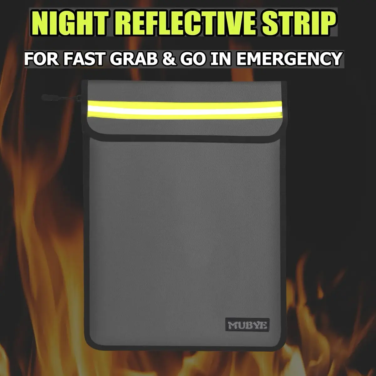 MUBYE Fireproof Waterproof Document Bag 39cm x 28cm (15"x 11") | Protects Valuables from Fire and Water - view 2