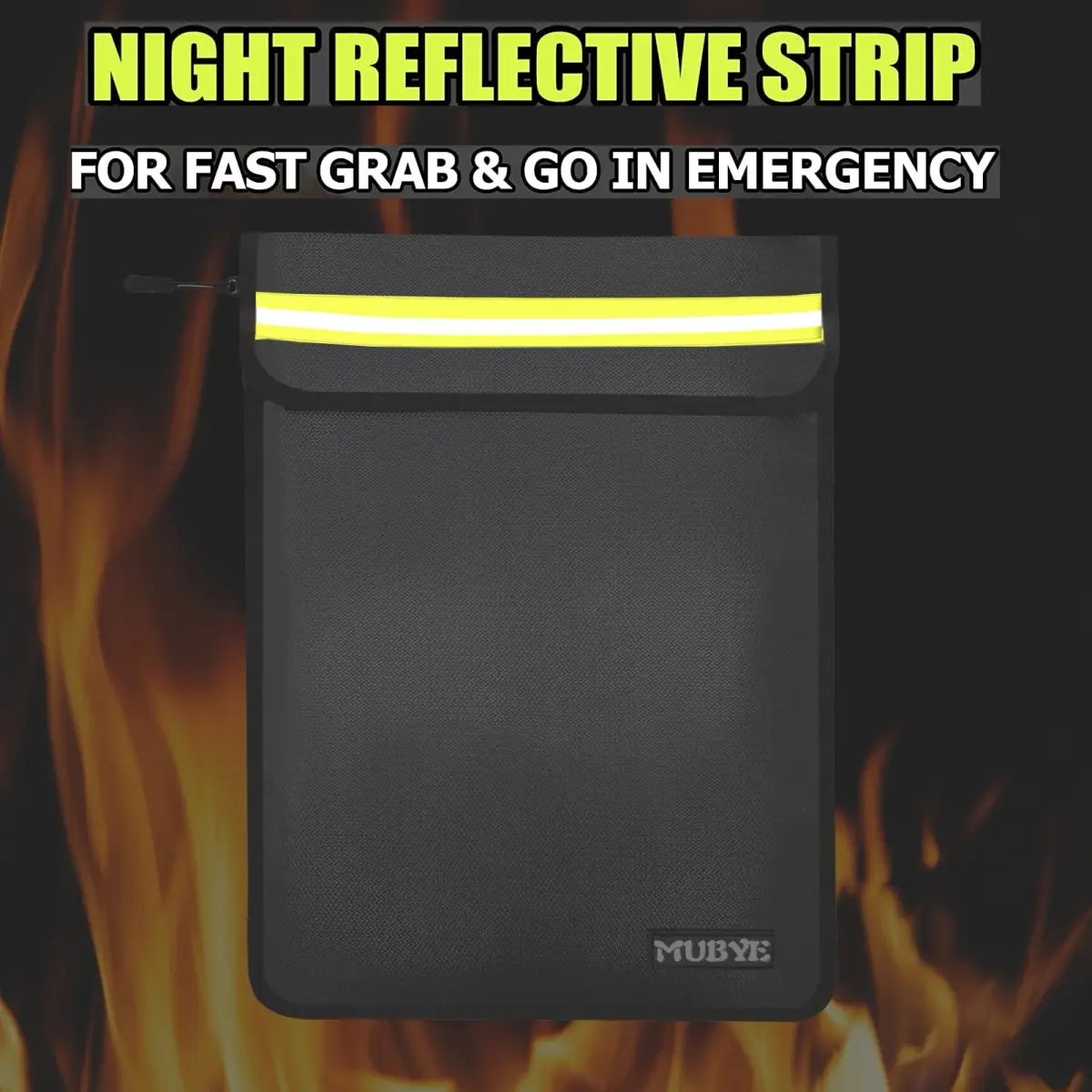 MUBYE Fireproof Waterproof Document Bag 43x28cm (15"x 11") | Protects Valuables from Fire & Water - view 2