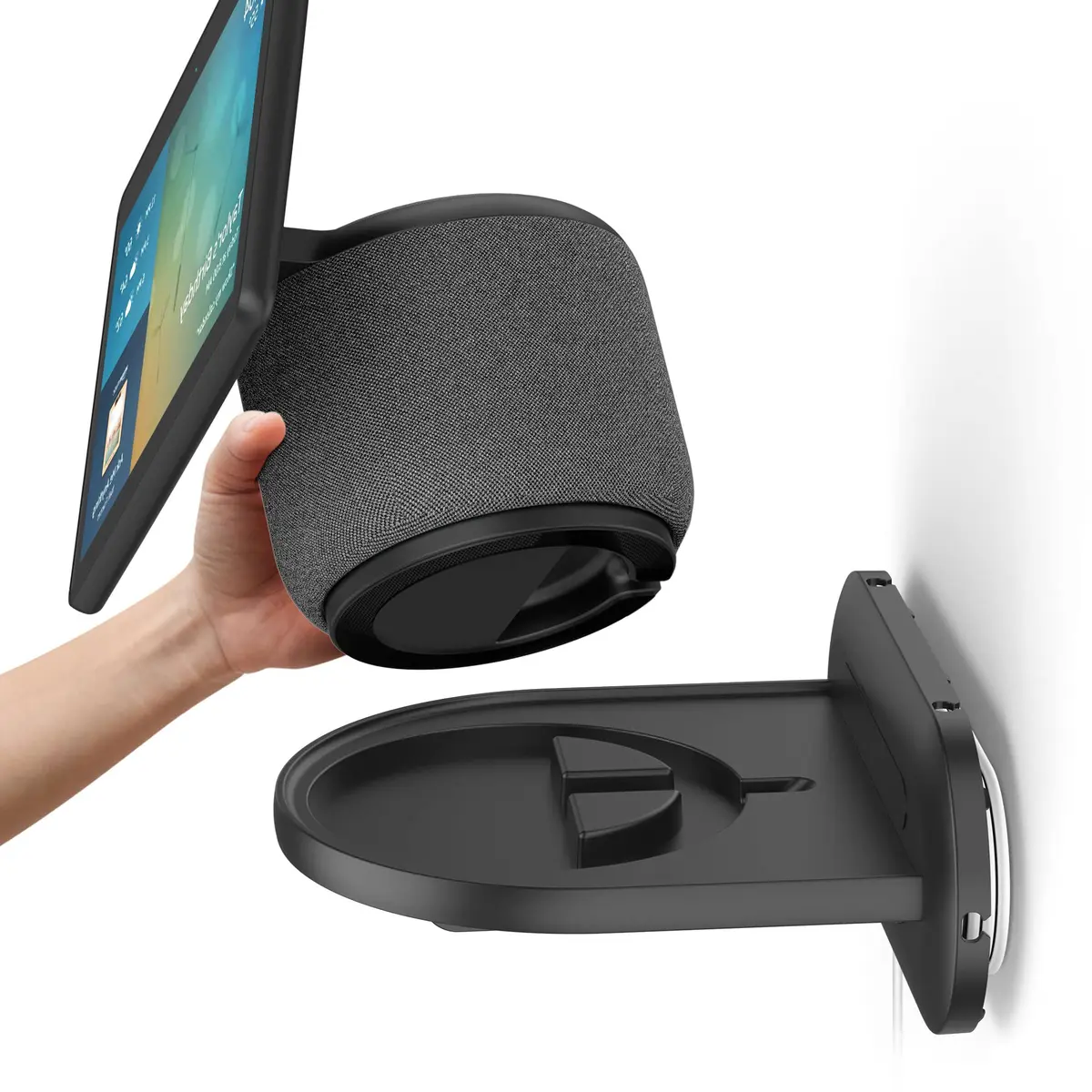 PlusAcc Echo Show 10 3rd Gen Wall Mount Stand Black | Space-Saving Alexa Accessories Bracket Shelf - main product image