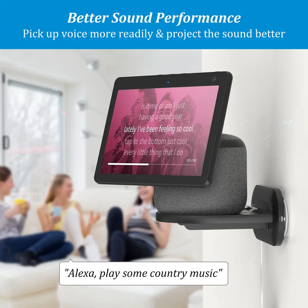 PlusAcc Echo Show 10 3rd Gen Wall Mount Stand Black | Space-Saving Alexa Accessories Bracket Shelf - view 3