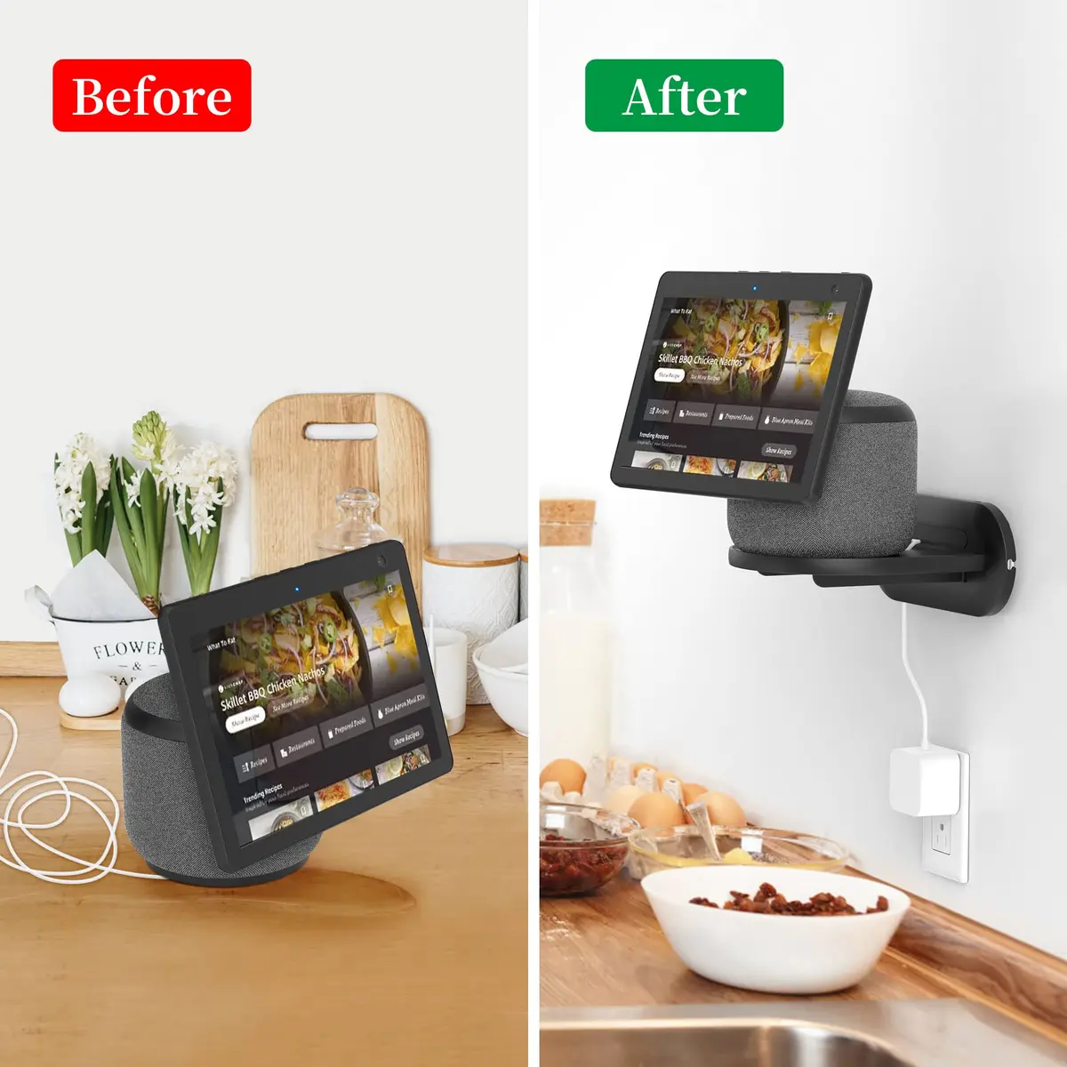PlusAcc Echo Show 10 3rd Gen Wall Mount Stand Black | Space-Saving Alexa Accessories Bracket Shelf - view 4