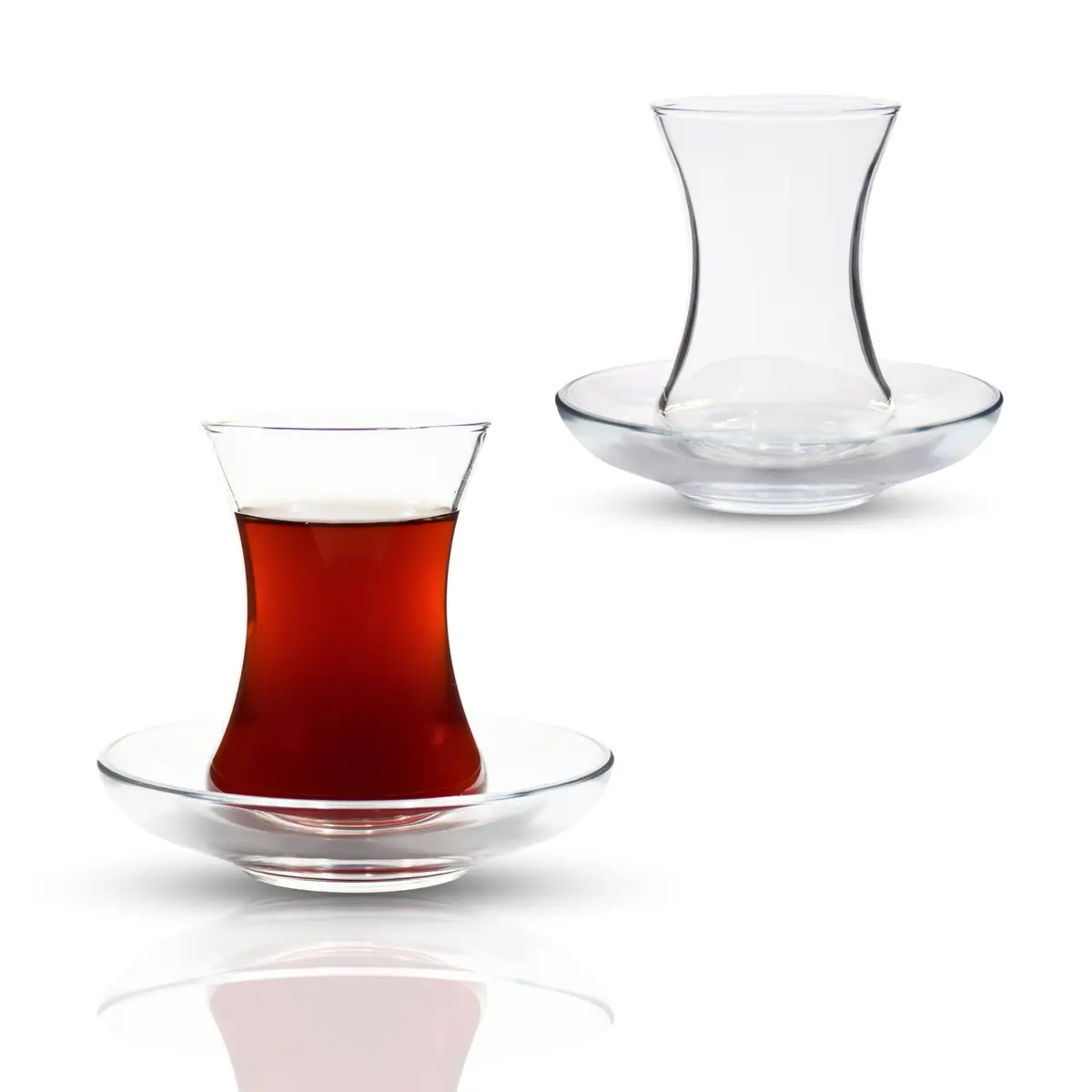ums Turkish Tea Glass Set - 6 Glasses & Saucers | Elegant Tulip Shape for Hot Drinks - view 6