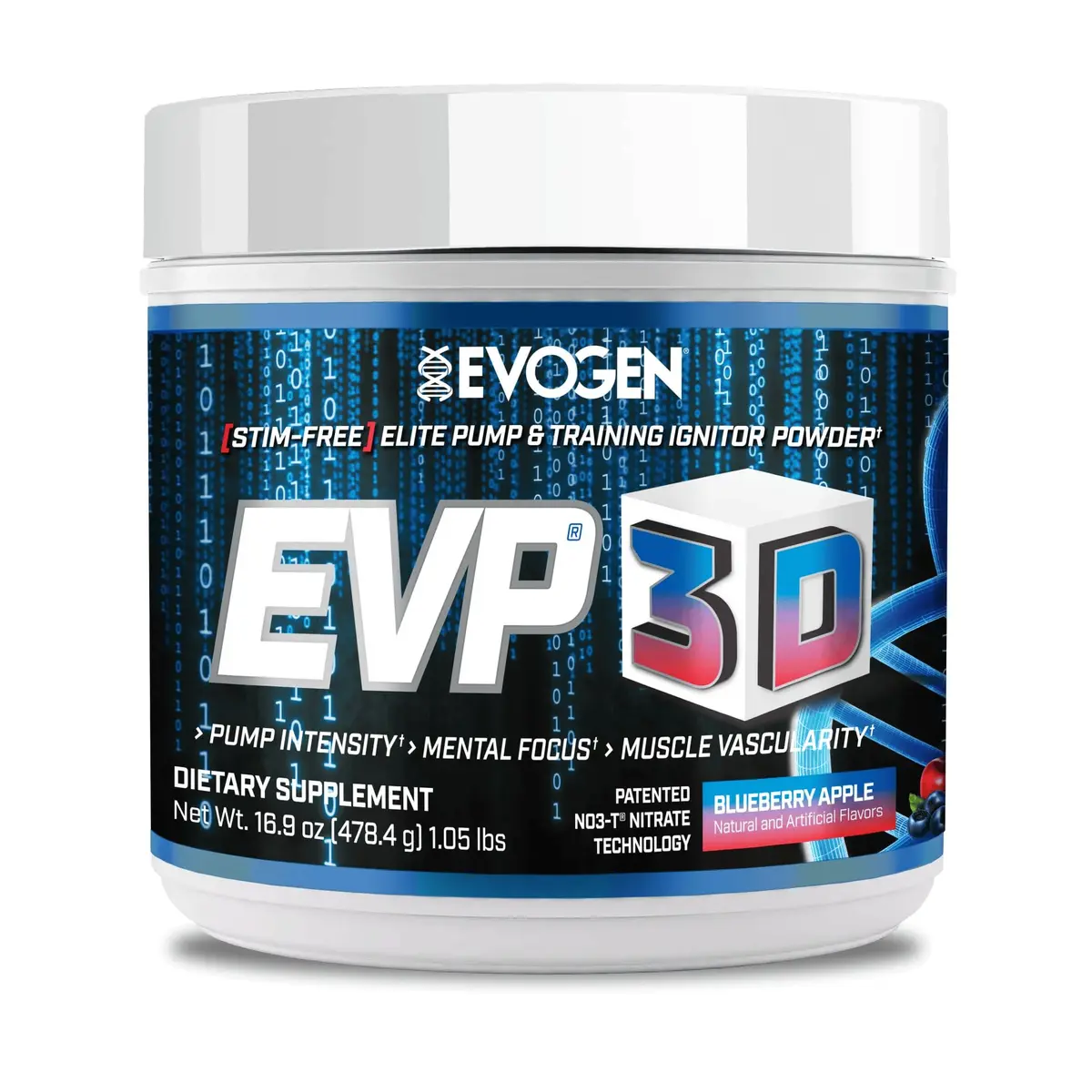 Evogen EVP 3D Stim-Free Pre-Workout Powder | Blueberry Apple | 40 Servings - main product image