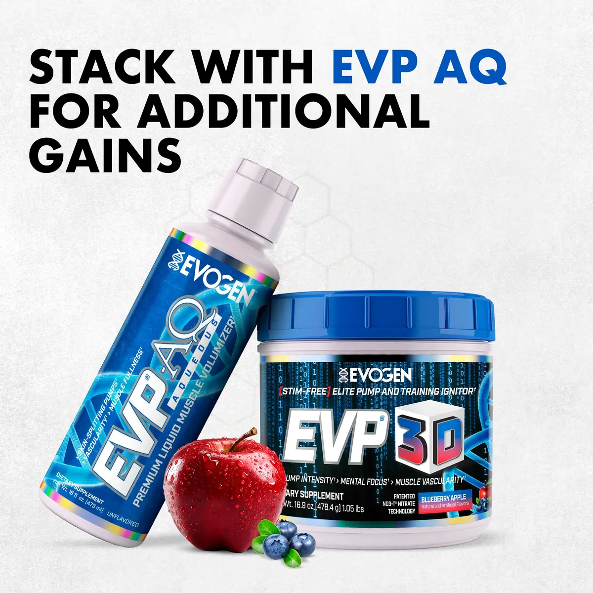 Evogen EVP 3D Stim-Free Pre-Workout Powder | Blueberry Apple | 40 Servings - view 6