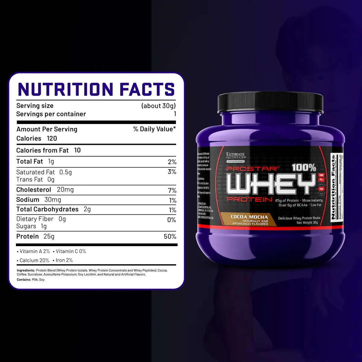 Ultimate Nutrition Prostar Whey Protein Isolate Sample, Cocoa Mocha | 25g Whey Protein, Low Carb & Gluten-Free, 1 Pound - view 5