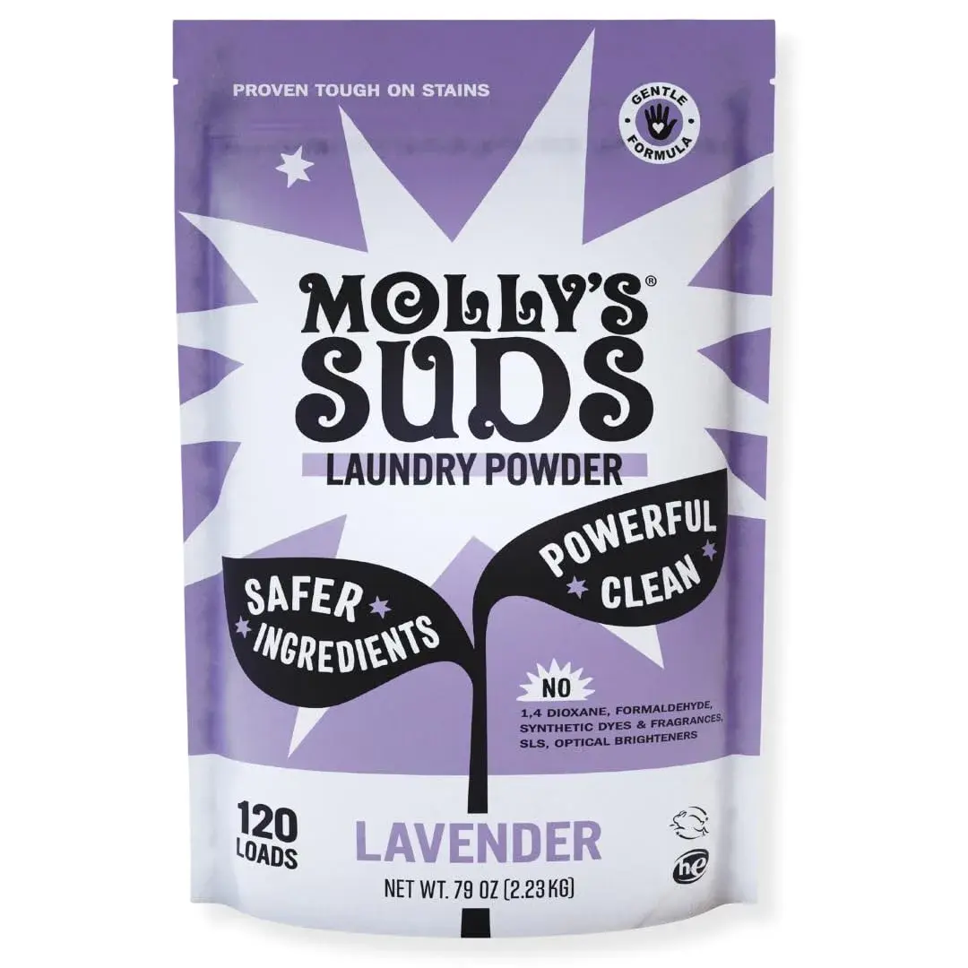 Molly's Suds Original Laundry Detergent Powder for Sensitive Skin, 120 Loads (Lavender) | Gentle Clean, Residue-Free Formula - main product image