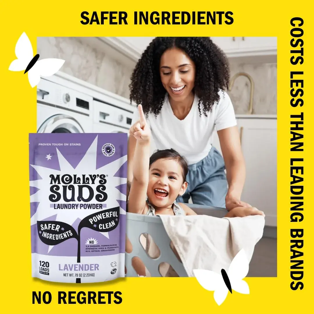 Molly's Suds Original Laundry Detergent Powder for Sensitive Skin, 120 Loads (Lavender) | Gentle Clean, Residue-Free Formula - view 3