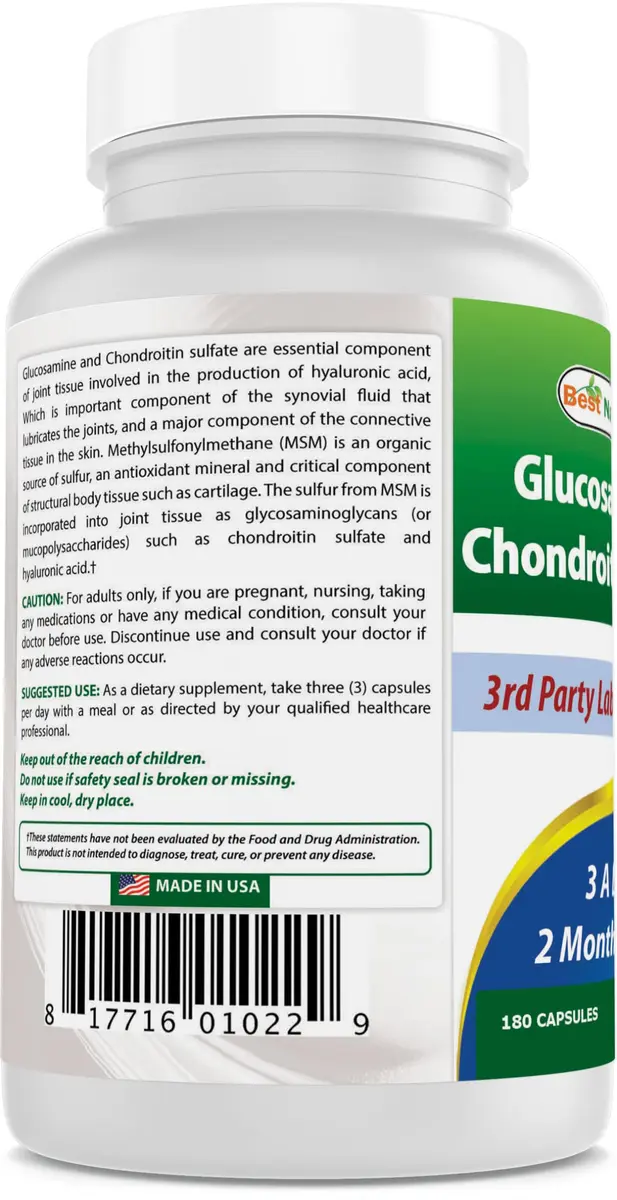 Best Naturals Glucosamine Chondroitin MSM Joint Supplements 360 Count | 2600 mg per Serving for Joint Support - view 7