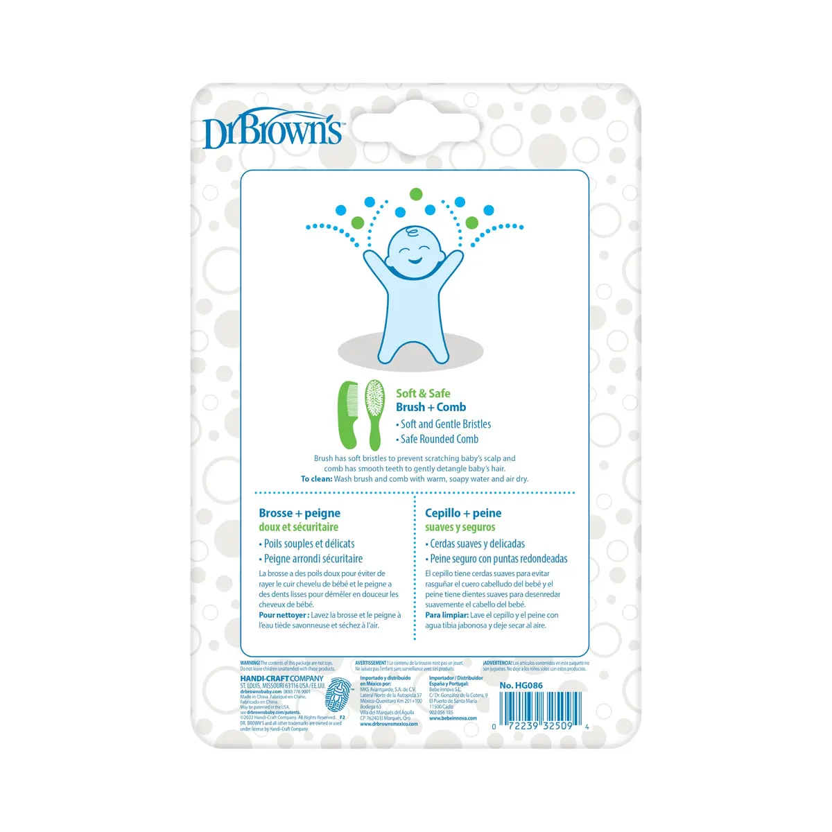 Dr. Brown's Soft and Safe Baby Brush + Comb Set | Natural Wood, Gentle Bristles for All Hair Types - view 8