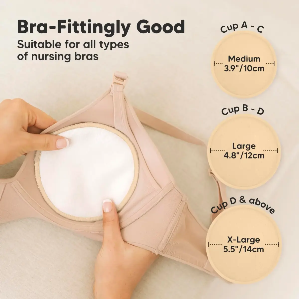 KeaBabies Reusable Nursing Pads for Breastfeeding (Bare Beige, 14-Pack, 12.2 cm) - view 4