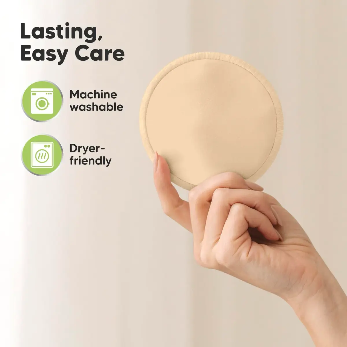 KeaBabies Reusable Nursing Pads for Breastfeeding (Bare Beige, 14-Pack, 12.2 cm) - view 7