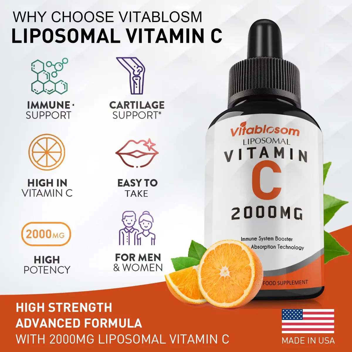 Vitablosom Liposomal Vitamin C 2000mg Liquid for Adults | High Absorption & Immune Support - view 6