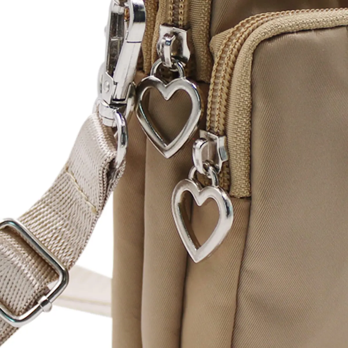 JUMISEE 3-Layers Crossbody Bag Cellphone Pouch Armband Wallet Nylon Smartphone Purse (Khaki) | Water-Resistant, Adjustable Strap, Fits Most Phones - view 6