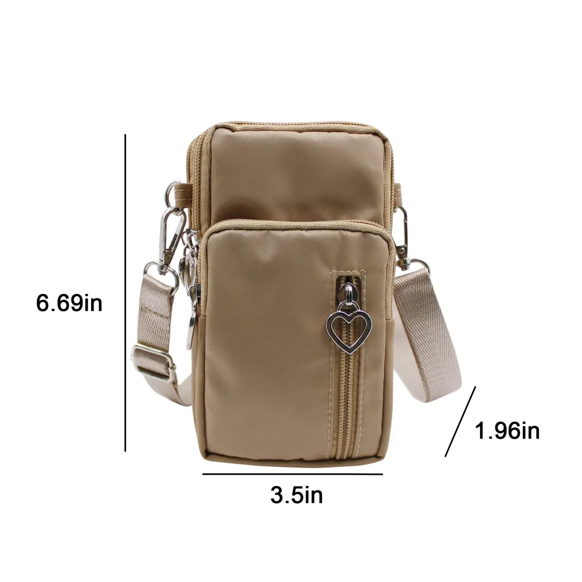 JUMISEE 3-Layers Crossbody Bag Cellphone Pouch Armband Wallet Nylon Smartphone Purse (Khaki) | Water-Resistant, Adjustable Strap, Fits Most Phones - view 7