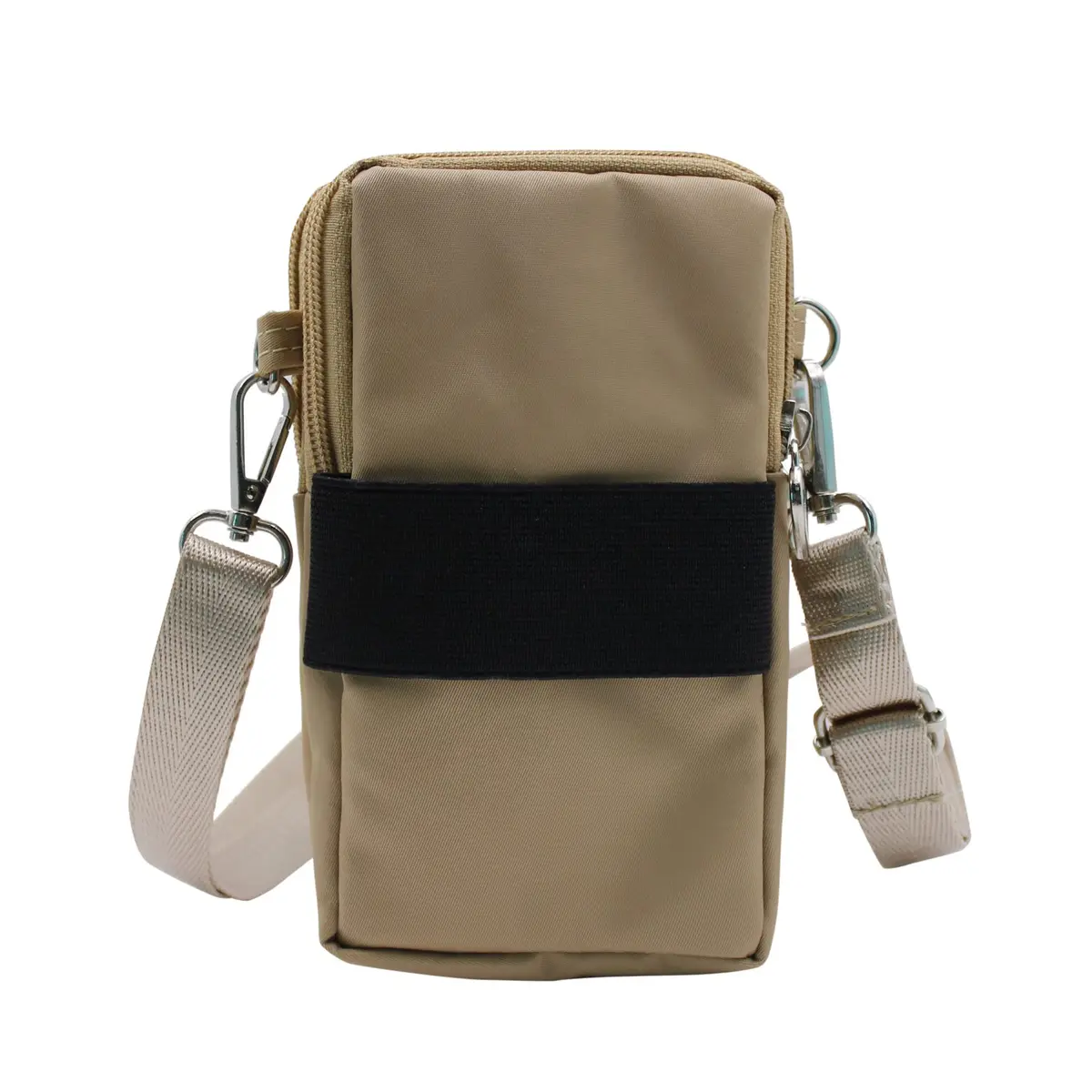 JUMISEE 3-Layers Crossbody Bag Cellphone Pouch Armband Wallet Nylon Smartphone Purse (Khaki) | Water-Resistant, Adjustable Strap, Fits Most Phones - view 3