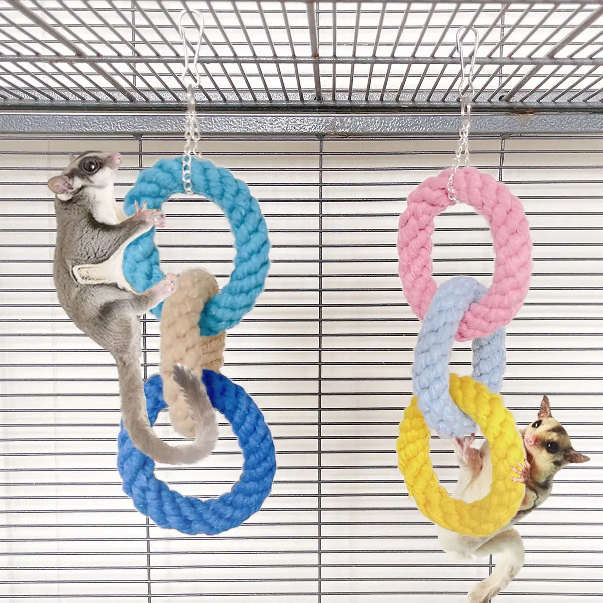 JWShang Climbing Rope Toys for Sugar Gliders & Small Pets | Vibrant, Durable, Easy to Connect, 2 Pack - main product image