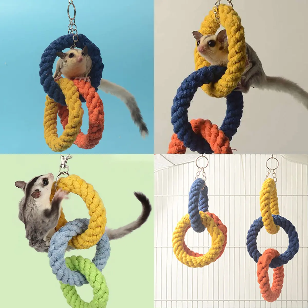 JWShang Climbing Rope Toys for Sugar Gliders & Small Pets | Vibrant, Durable, Easy to Connect, 2 Pack - view 4