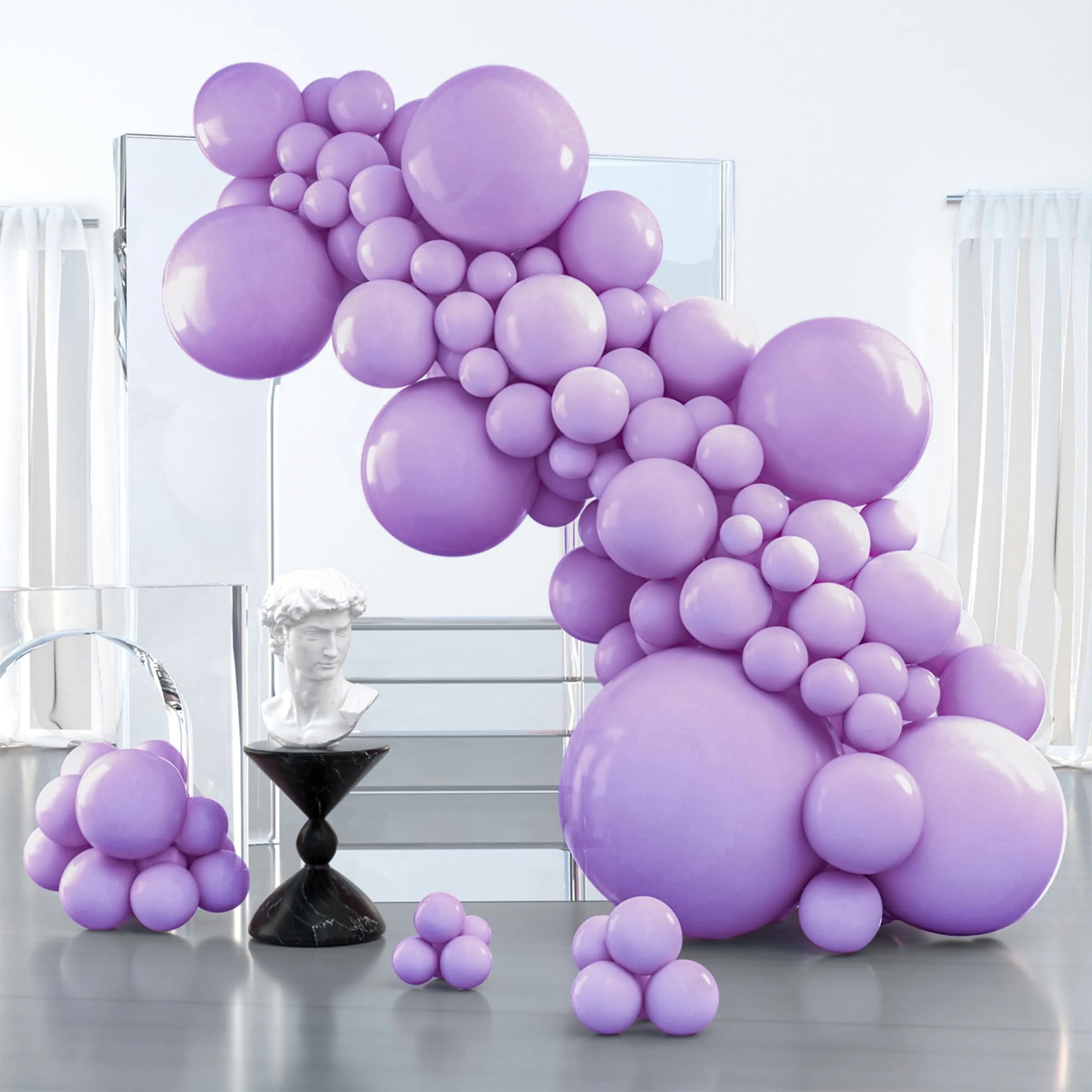 PartyWoo Pastel Purple Balloons 100 pcs Assorted Sizes | Purple Balloon Arch Kit Garland for Parties - main product image