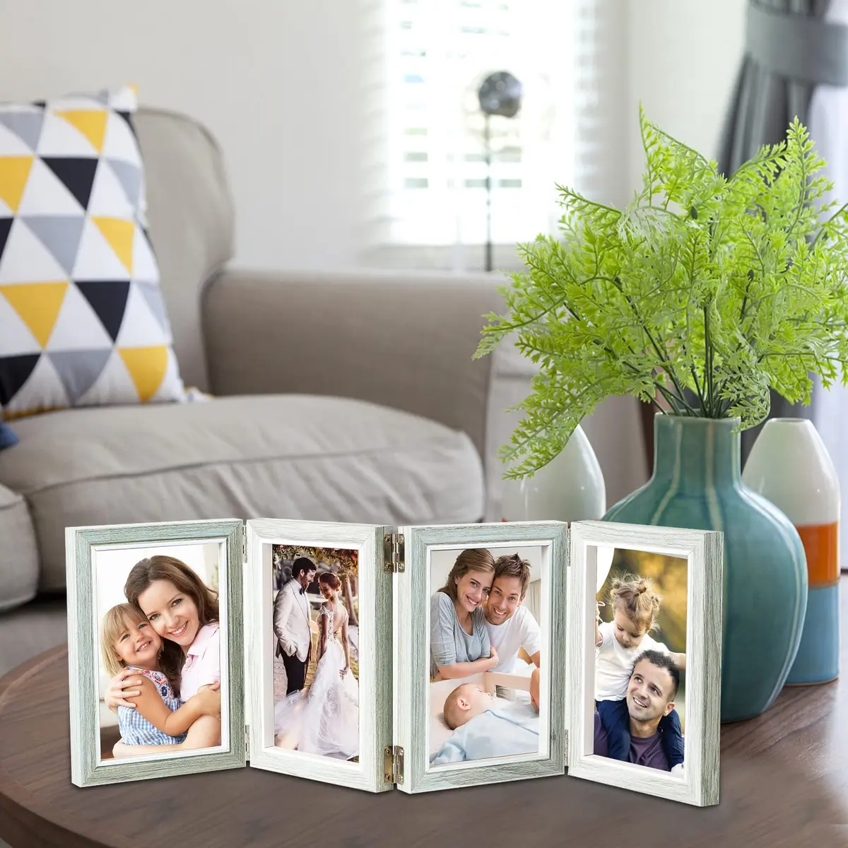 POILKMNI 4x6 Back To School Picture Frame 4 Hinged Frame with 4 Openings | Rustic Wooden Collage Wall Decor - view 3