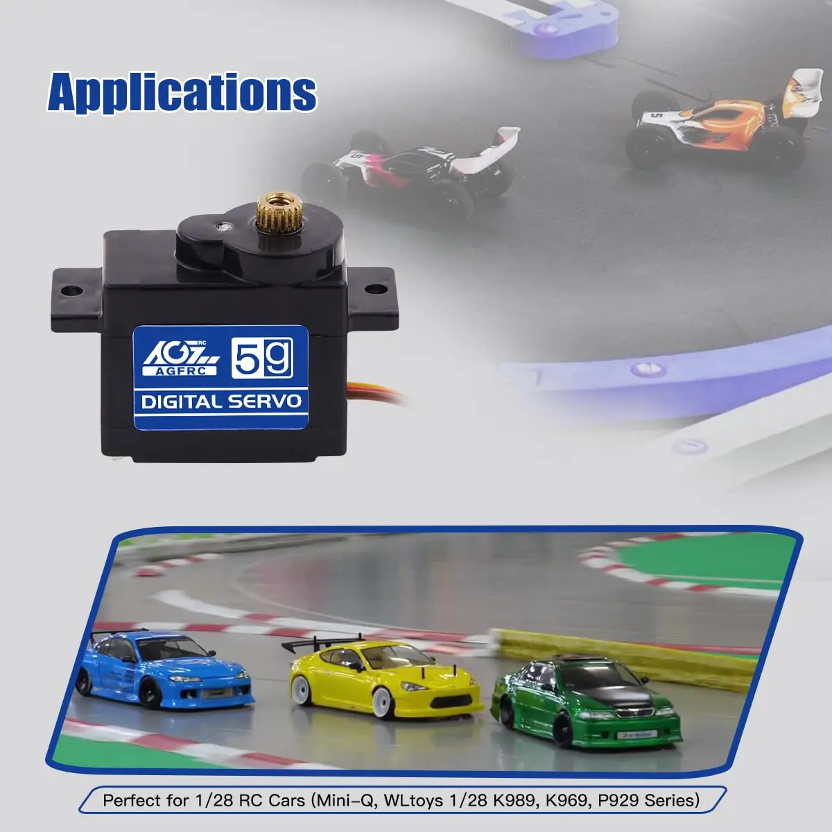 AGFRC High-Speed Sub-Micro RC Servo 8g 0.075s Metal Gear Digital Coreless for 1/28 RC Cars & Airplanes (2-Pack) - view 6