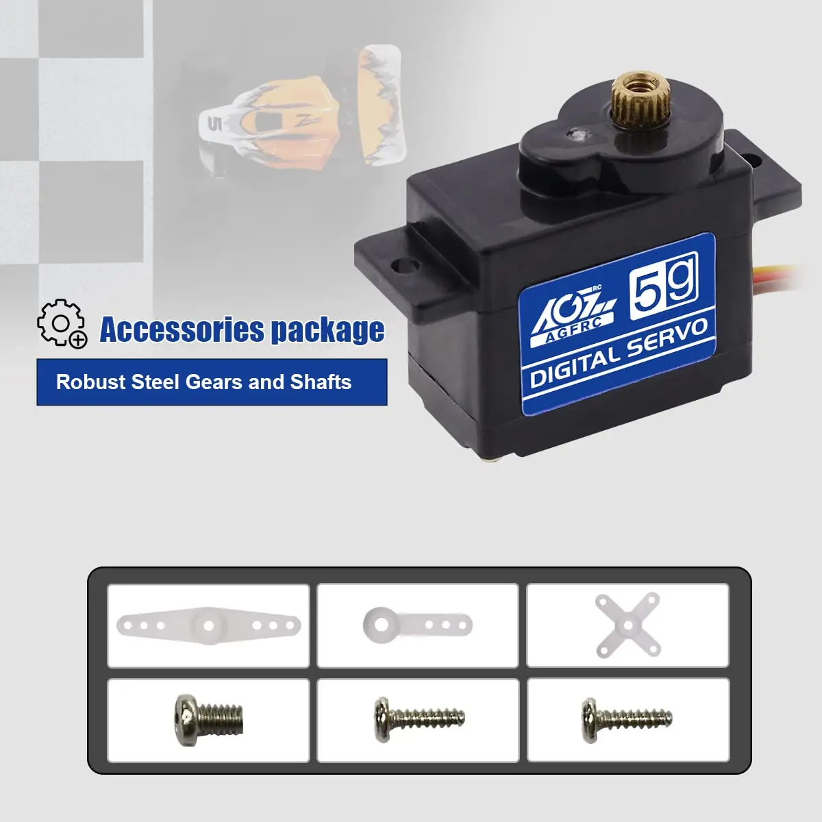 AGFRC High-Speed Sub-Micro RC Servo 8g 0.075s Metal Gear Digital Coreless for 1/28 RC Cars & Airplanes (2-Pack) - view 7