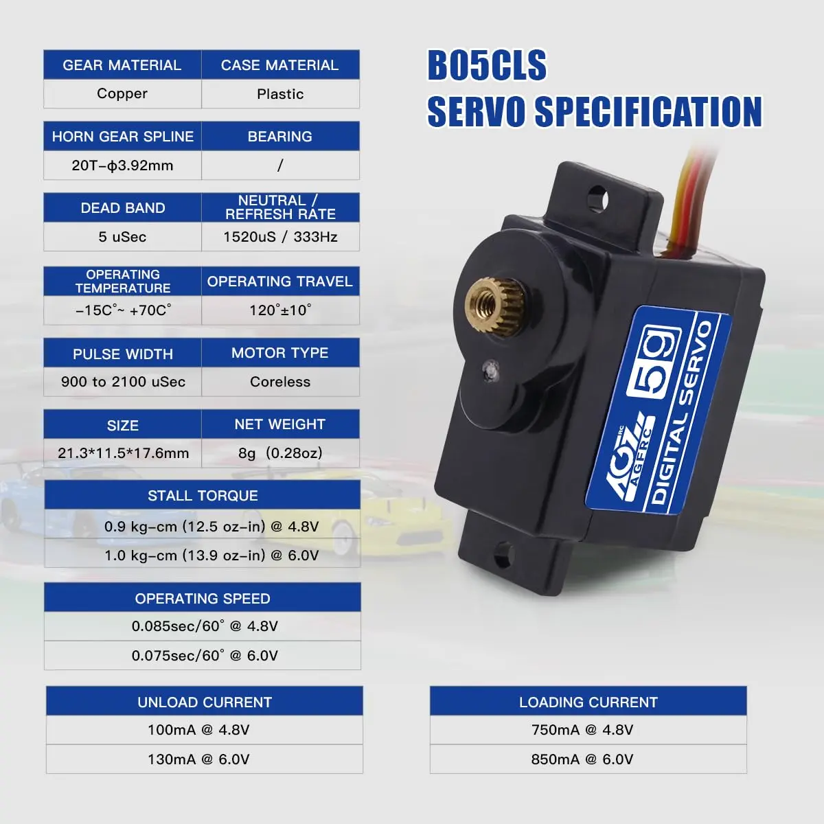 AGFRC High-Speed Sub-Micro RC Servo 8g 0.075s Metal Gear Digital Coreless for 1/28 RC Cars & Airplanes (2-Pack) - view 2
