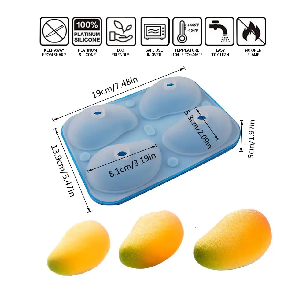 Montidey 4 Holes 3D Mango Shape Silicone Cake Mold 19.6cm (7.7in) | Food-Grade Baking & Dessert Tool - view 6