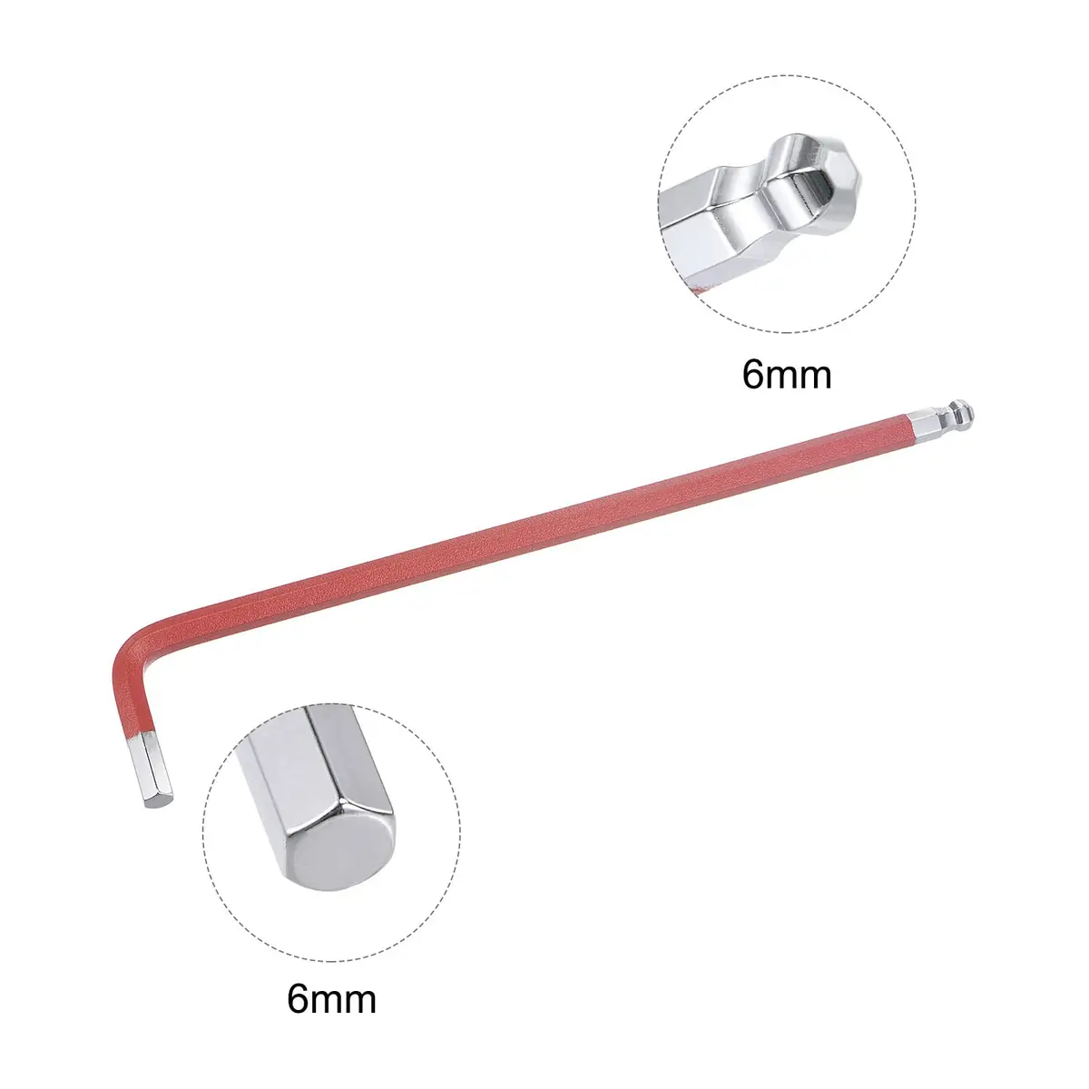 uxcell 6mm Ball End Hex Key Wrench L-Shaped Long Arm S2 Steel Repair Tool 183mm (7.2-inch) | Industrial Grade Durability - view 3