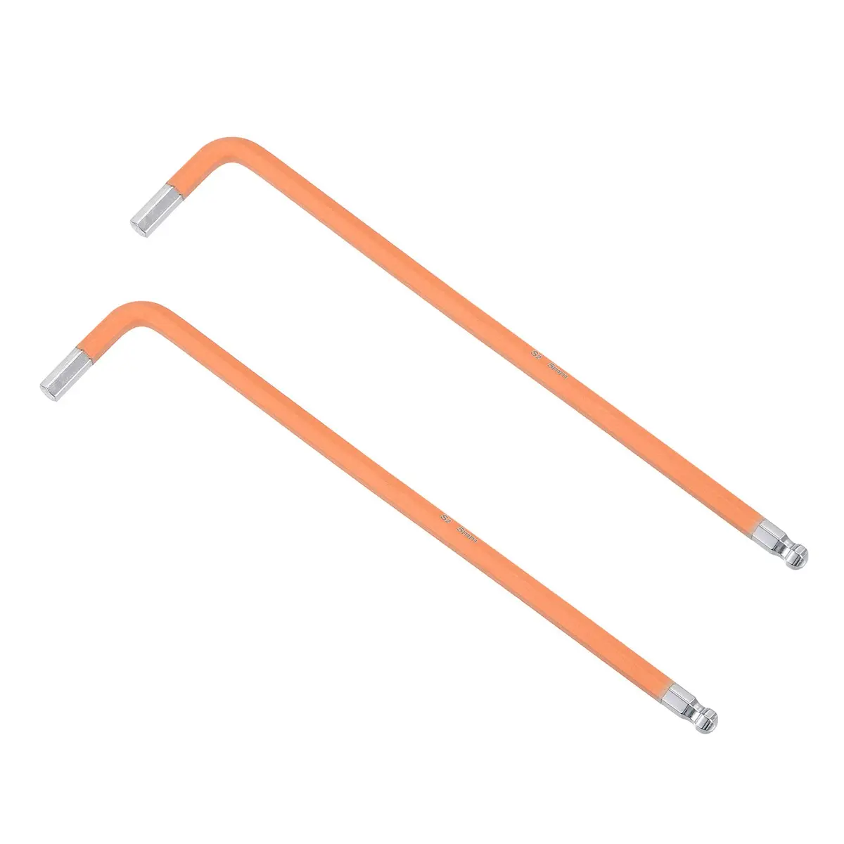 uxcell 5mm Ball End Hex Key Wrench, L Shaped Long Arm S2 Steel Repairing Tool 2 Pcs | Durable Alloy Steel, Confined Space Access - main product image