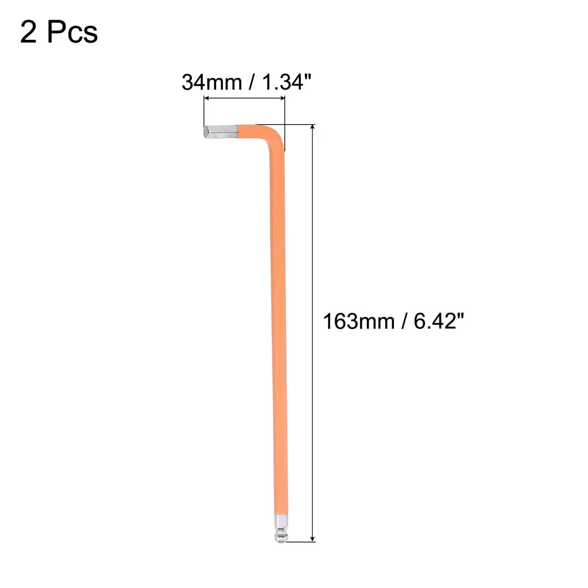 uxcell 5mm Ball End Hex Key Wrench, L Shaped Long Arm S2 Steel Repairing Tool 2 Pcs | Durable Alloy Steel, Confined Space Access - view 2